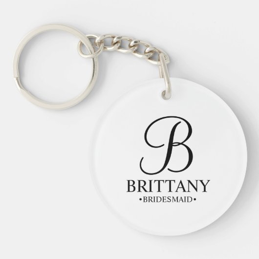 Gepersonaliseerde naam en monogram van het bruidsm sleutelhanger (Voorkant)