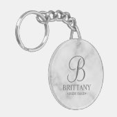 Gepersonaliseerde naam en monogram van het bruidsm sleutelhanger (Voorkant Links)