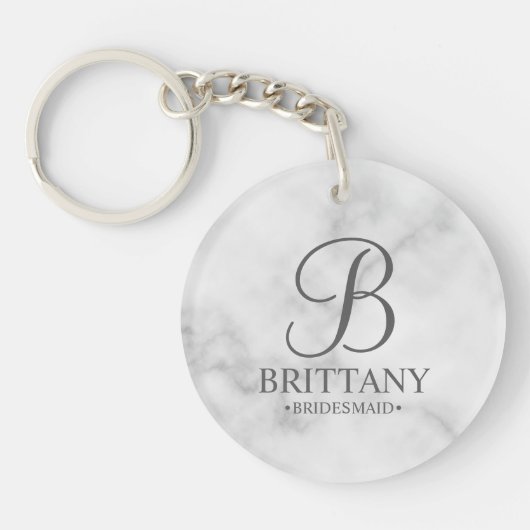 Gepersonaliseerde naam en monogram van het bruidsm sleutelhanger (Voorkant)