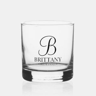 Gepersonaliseerde naam en monogram van het bruidsm whisky glas