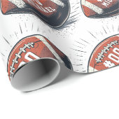 Gepersonaliseerde naam en nummer Amerikaans footba Cadeaupapier (Rol Hoek)