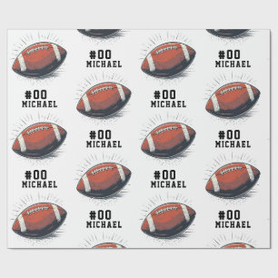 Gepersonaliseerde naam en nummer Amerikaans footba Cadeaupapier