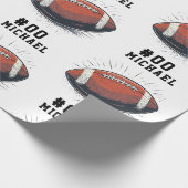 Gepersonaliseerde naam en nummer Amerikaans footba Cadeaupapier (Hoek)