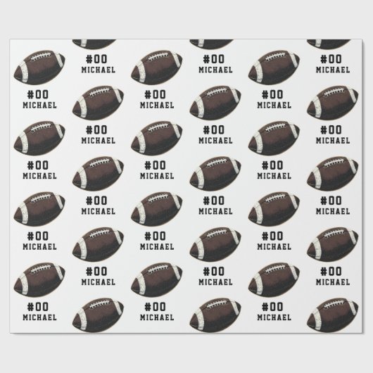 Gepersonaliseerde naam en nummer Amerikaans footba Cadeaupapier (Vlak)