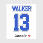 Gepersonaliseerde naam en nummer Sticker voor spel (Vel)