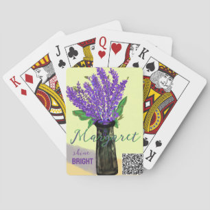 Gepersonaliseerde naam en tekst Lavendel Boeket Pokerkaarten