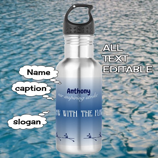 Gepersonaliseerde naam en tekst roeien bemanning waterfles