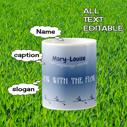 Gepersonaliseerde naam en tekst roeien koffiemok