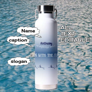 Gepersonaliseerde naam en tekst roeiers bemanning waterfles