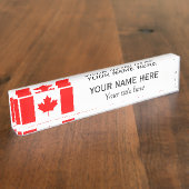 Gepersonaliseerde naam en titel Canadese vlag Naambordje (Zijkant)