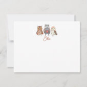 Gepersonaliseerde naam en Waterverf Uil Notitiekaartje (Voorkant)