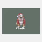 Gepersonaliseerde naam Engelse Bulldog Christmas Inpakpapier Vel (Voorkant)