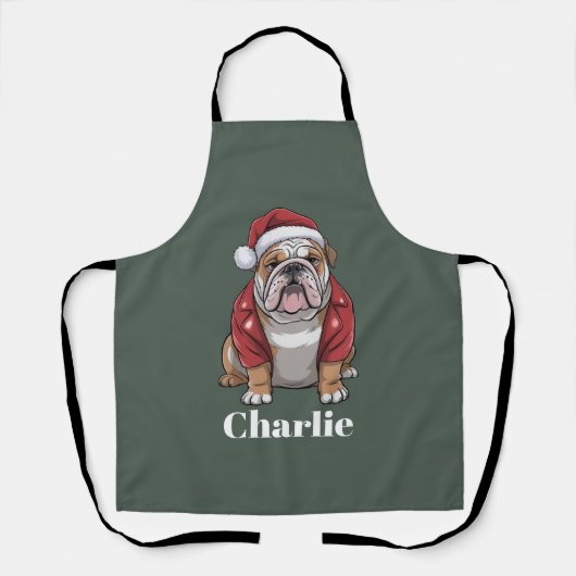 Gepersonaliseerde naam Engelse Bulldog Christmas Schort (Voorkant)