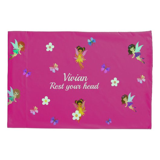 Gepersonaliseerde naam Fairies Kussensloop (Achterkant)