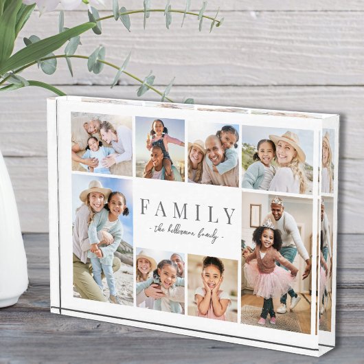 Gepersonaliseerde Naam Familie Fotocollage Acryl Fotoblokken
