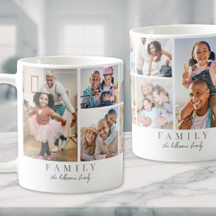 Gepersonaliseerde naam familie fotocollage koffiemok