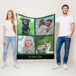 Gepersonaliseerde naam Familiefoto en huisdieren Fleece Deken