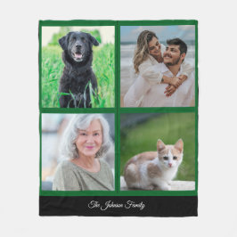 Gepersonaliseerde naam Familiefoto en huisdieren Fleece Deken