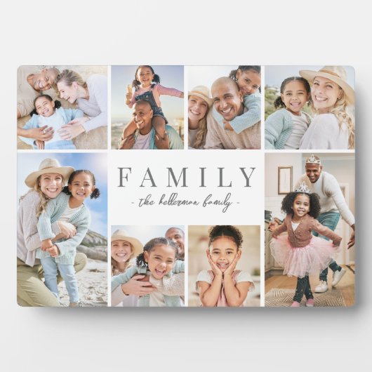 Gepersonaliseerde naam Familiefotocollage Fotoplaat (voorkant)