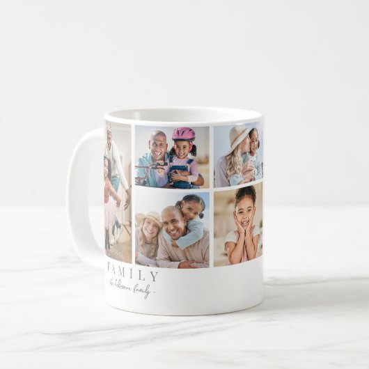 Gepersonaliseerde naam Familiefotocollage Koffiemok (Voorkant links)
