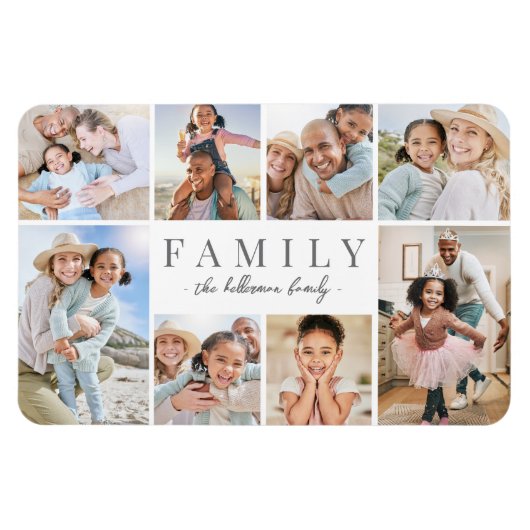 Gepersonaliseerde naam Familiefotocollage Magneet (Horizontaal)