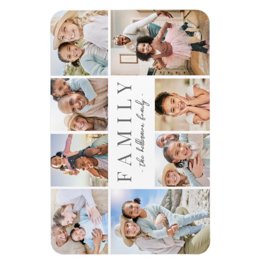 Gepersonaliseerde naam Familiefotocollage Magneet (Verticaal)