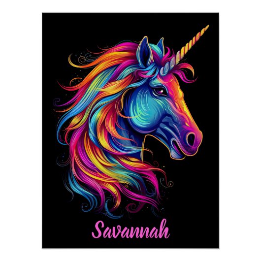 Gepersonaliseerde naam Fantasy Regenboog Schattig  Perfect Poster (Voorkant)