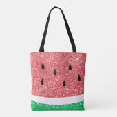 Gepersonaliseerde naam Faux Glitter Watermelon Tote Bag (Achterkant)