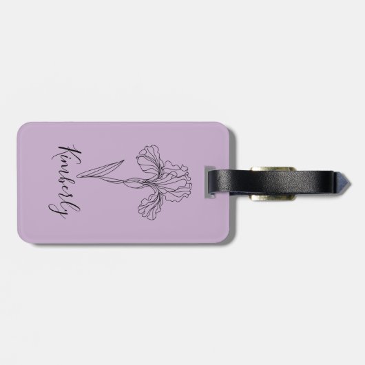Gepersonaliseerde naam Februari Iris Geboortebloem Bagagelabel (Achterkant horizontaal)