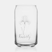 Gepersonaliseerde naam Februari Iris Geboortebloem Blikvorm Glas (Achterkant)