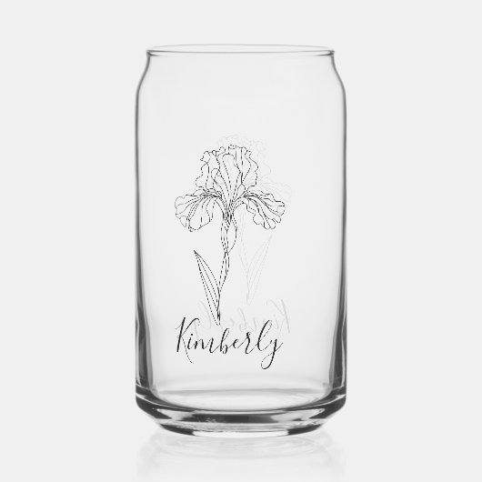 Gepersonaliseerde naam Februari Iris Geboortebloem Blikvorm Glas (Achterkant)