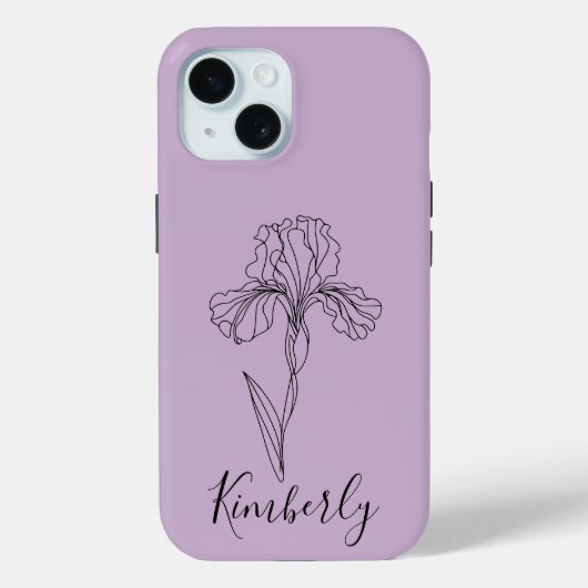 Gepersonaliseerde naam Februari Iris Geboortebloem Case-Mate iPhone Case (Achterkant)