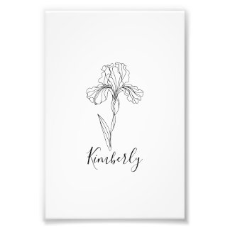 Gepersonaliseerde naam Februari Iris Geboortebloem Foto Afdruk