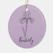 Gepersonaliseerde naam Februari Iris Geboortebloem Keramisch Ornament (Links)