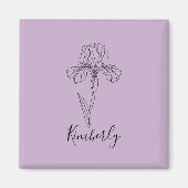 Gepersonaliseerde naam Februari Iris Geboortebloem Magneet (Voorkant)