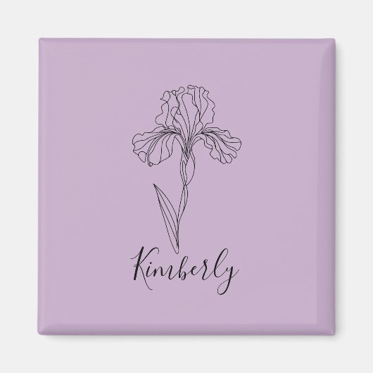 Gepersonaliseerde naam Februari Iris Geboortebloem Magneet (Voorkant)