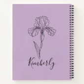 Gepersonaliseerde naam Februari Iris Geboortebloem Notitieboek (Achterkant)