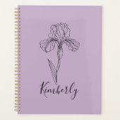 Gepersonaliseerde naam Februari Iris Geboortebloem Planner (Voorkant)