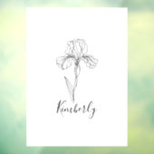 Gepersonaliseerde naam Februari Iris Geboortebloem Raamsticker (Vel 3)