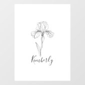 Gepersonaliseerde naam Februari Iris Geboortebloem Raamsticker (Vel)