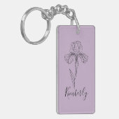 Gepersonaliseerde naam Februari Iris Geboortebloem Sleutelhanger (Voorkant Links)