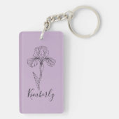 Gepersonaliseerde naam Februari Iris Geboortebloem Sleutelhanger (achterkant)