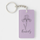 Gepersonaliseerde naam Februari Iris Geboortebloem Sleutelhanger (Voorkant)