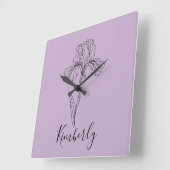 Gepersonaliseerde naam Februari Iris Geboortebloem Vierkante Klok (Hoek)