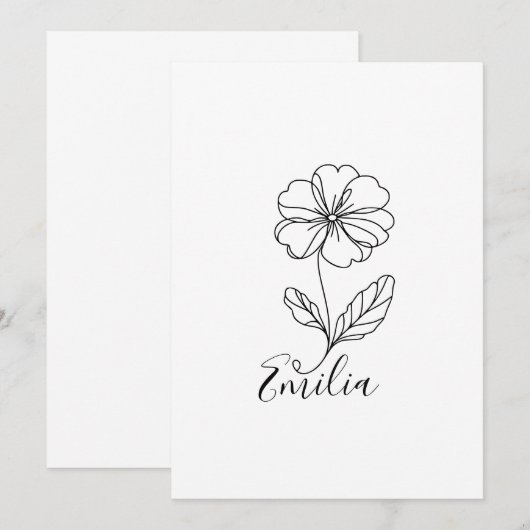 Gepersonaliseerde naam Februari sleutelbloem Geboo Kaart (Voorkant / Achterkant)