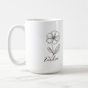 Gepersonaliseerde naam Februari sleutelbloem Geboo Koffiemok