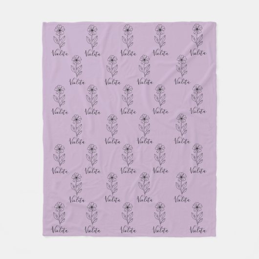 Gepersonaliseerde naam Februari Violet Geboorteblo Fleece Deken (Voorkant)