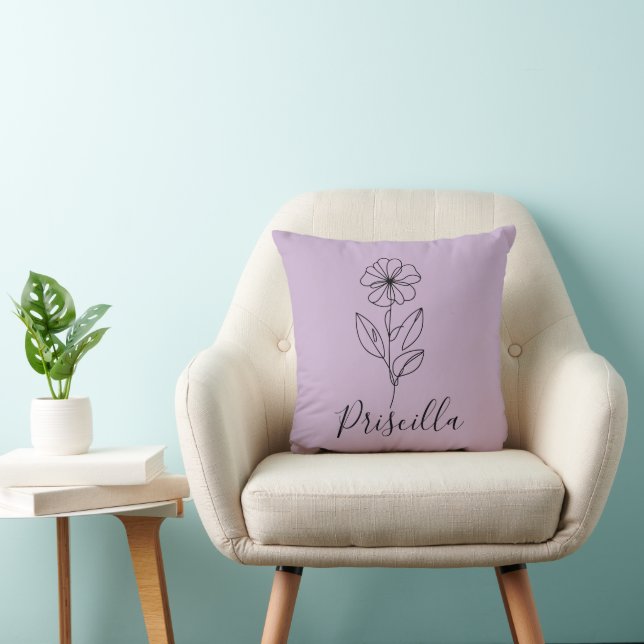 Gepersonaliseerde naam Februari Violet Geboorteblo Kussen (Stoel)