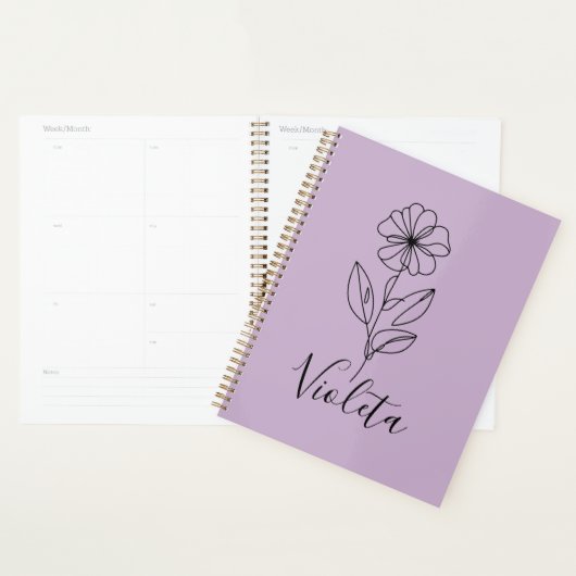 Gepersonaliseerde naam Februari Violet Geboorteblo Planner (Display)
