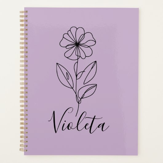 Gepersonaliseerde naam Februari Violet Geboorteblo Planner (Voorkant)
